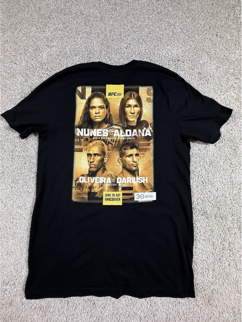 Official UFC 289 Nunes vs Aldana & Oliveira vs Darwish t-shirt NWT $45 Size L